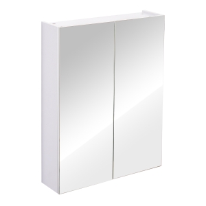Homcom Mobilier de Baie cu 2 Usi Basculante si Oglinda in MDF Alb 60 x 75 x 15cm