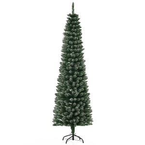 HOMCOM Brad de Craciun cu zapada artificiala 570 ramuri baza detasabila Φ53x195cm