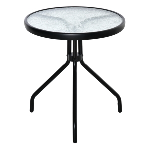 Outsunny Masuta de Gradina Rotunda Outsunny cu Etajera din Sticla si Structura Metalica, Φ50x55cm, Negru