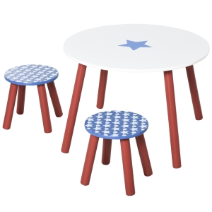 HOMCOM Set Masa si 2 scaune rotunde pentru copii 3-8 ani cu model stelat