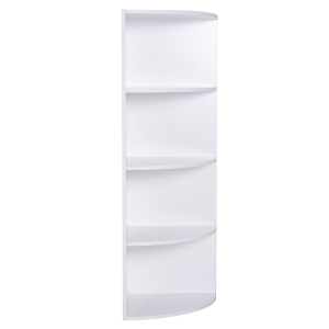 HOMCOM Librarie pe Colt de Perete cu 4 Rafturi in Lemn, Alb,39.5x39.5x120cm
