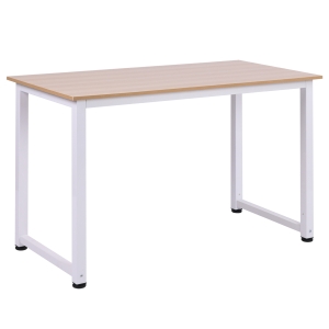 Homcom Masa Birou Lemn MDF Culoare Stejar si Picioare in Metal Alb