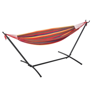 Hamac OutSunny Portabil cu suport din otel si bumbac multicolor