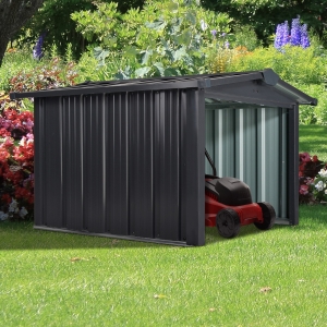 Outsunny Garaj Metalic de Gradina pentru Masina de Tuns Iarba din Otel, 88x87cm Culoare Negru