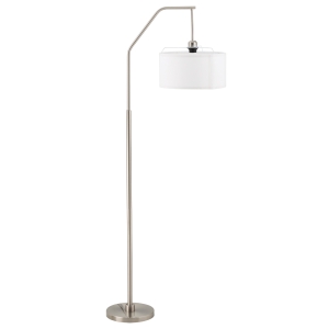 HOMCOM Lampă de podea modernă din oțel cu abajur din material textil, 65x33x158cm – alb