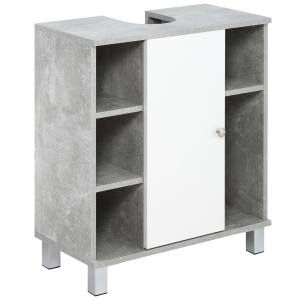 kleankin Dulapior Subchiuveta cu Decupare in forma de U si 6 Etajere din Lemn, 60x30x68cm - Alb/Gri