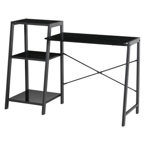 HOMCOM Birou pentru camera si birou cu raft 3 rafturi din sticla si metal