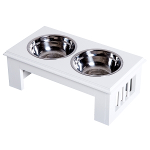 PawHut Castron Suspendat pentru Caini din Otel Inoxidabil 2 Farfurii 44x24x15cm