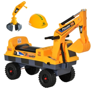 HOMCOM Buldozer de Jucarie 2 in 1 cu Compartiment Ascuns Excavator Galben