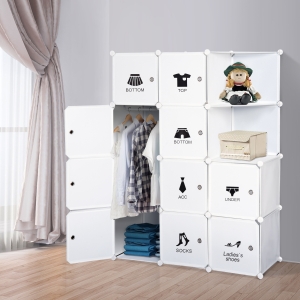 Homcom Dulap Gardaroba Modulara 10 Cuburi, Alb,111x47x145cm