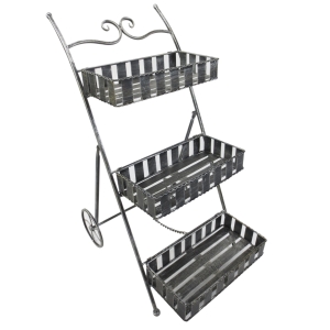 Outsunny Ghiveci de Gradina pe 3 Niveluri cu Roti, Argintiu,53 x 39 x 79 cm