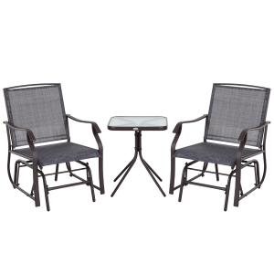 Outsunny set mobilier exterior, 2 scaune si masuta, maro si gri