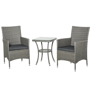 Outsunny Set Masuta si Scaune de Gradina Sufragerie de Exterior din Ratan Gri