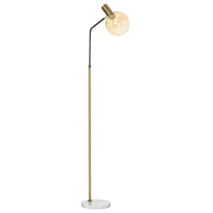 HOMCOM Lampa de Podea Moderna din Metal, Lampa de Design cu Abajur din Sticla pentru Becuri - Negru si Auriu