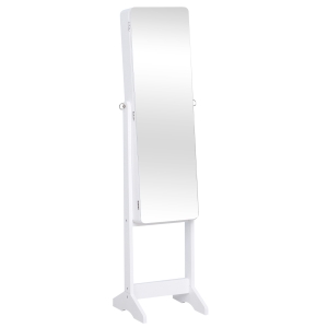 Homcom Dulapior Cutie de bijuterii cu Oglinda si Iluminare LED Automata, Alb, 30x146x36 cm