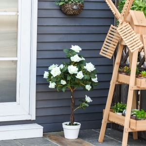 Outsunny arbore artificial, camelia, 21 de flori, 90 cm