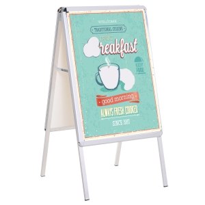 HomCom Panou Publicitar cu 2 Fețe cu Suport Pliabil din PVC Alb, 64x8x121cm