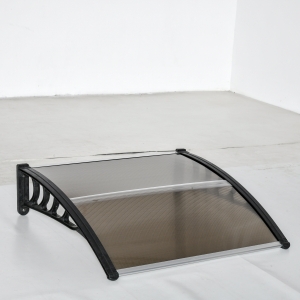 Outsunny Copertina de Exterior din Policarbonat pentru Usi si Ferestre cu Kit de Montare 100x100x26cm - Maro