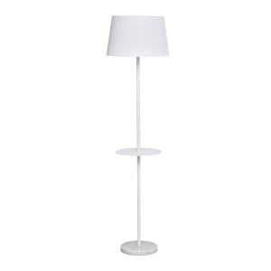 HOMCOM Lampa de Podea cu raft abajur din tesatura baza din marmura rotunda alba