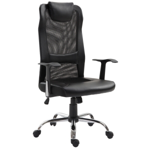 Vinsetto Scaun Birou Ergonomic Rotativ in Mesh si Piele Ecologica Inaltime Reglabila, Negru
