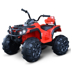 HOMCOM ATV pentru Copii Electric 12V 2 Viteza 3-5km/h Mufa USB Rosu