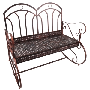 Outsunny Banca metalica Balansor de Gradina cu 2 locuri, stil Vintage, Finisaj in Bronz
