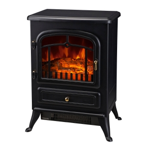 HomCom Șemineu Electric cu Efect Flacără de Podea Putere 950W /1850W 42x28x55cm Negru