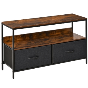 HOMCOM Comoda TV Stil industrial 2 Sertare rabatabile si Raft 98x29x56cm