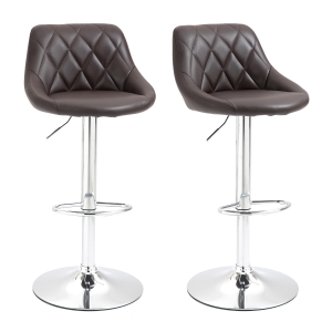 HOMCOM Set 2 Scaune de Bar Pivotante Reglabile in Inaltime din Imitatie de Piele Maro