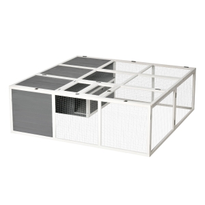 PawHut Cusca pentru iepuri de Exterior Cusca pentru 2-4 iepuri, din Lemn Gri 180x180x60cm