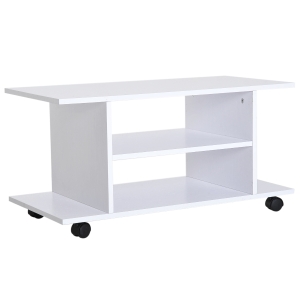 HomCom, comoda TV din lemn cu roti, 80x40x40cm, alb