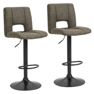 HomCom set 2 scaune inalte de bar, 41.5x51x94-115cm, kaki