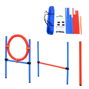 PawHut Set Agility Dog Dresaj Caini, Obstacole si Slalom, Geanta de Transport