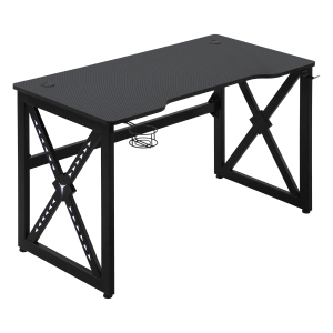 HOMCOM Birou gaming cu lumini LED suport pahare si carlig pentru casti negru