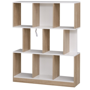 HOMCOM Biblioteca de Lemn cu 3 Rafturi Moderna 100x30x124cm Stejar Alb