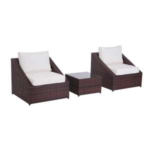 Outsunny, set 3 piese mobilier de gradina din ratan PE, maro