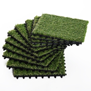 Outsunny iarba sintetica gradina, 10 buc 30x30cm, verde inchis