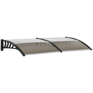 Outsunny Copertina de exterior pentru ferestre si usi, din policarbonat si aluminiu, 200x100x26cm – maro