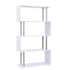 HomCom biblioteca moderna, 4 rafturi, 80x30x145cm alb