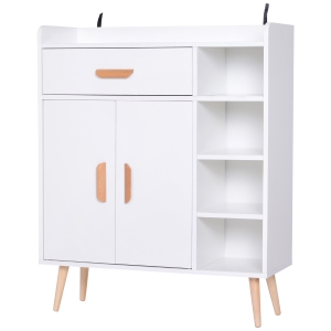 Homcom Mobilier cu Picioare din Lemn de Pin Alb 80 x 29.5 x 96cm