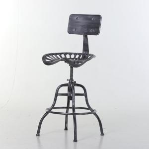 Homcom Scaun stil Industrial din otel cu spatar si inaltime reglabila, Negru 56x56x90-112cm