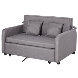HOMCOM Canapea Extensibila cu Compartiment de Depozitare si Design Modern din In Gri