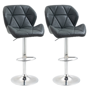HOMCOM Set 2 Scaune de Bar din Piele sintetica Pivotante Inaltime Reglabila