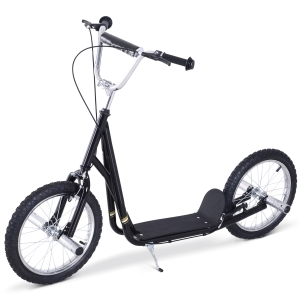 HomCom Trotinetă Roți 16 inci Cityroller pentru copii și adolescenți, Negru
