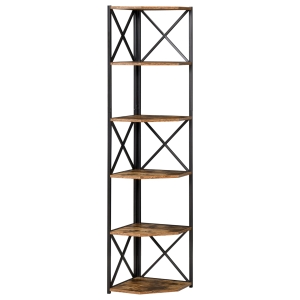 HOMCOM Biblioteca de Colt de Perete Stil Industrial din Lemn cu 5 Etajere