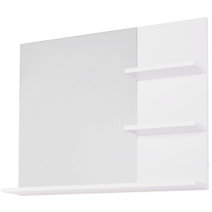 kleankin Mobilier Dulap Baie cu Oglinda si 3 Rafturi in MDF Alb 60 x 10 x 48cm