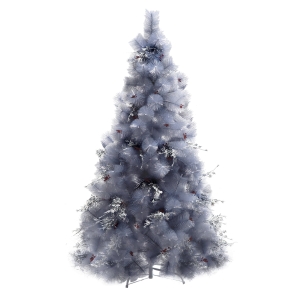 HOMCOM Brad de Craciun artificial 150cm 222 ramuri cu baza si decoratiuni gri
