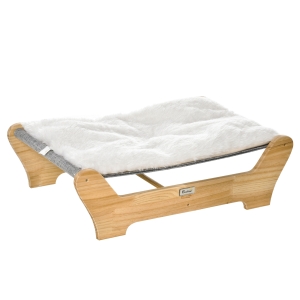 PawHut Casuta pentru Pisici de Interior Perna Detasabila 68x43x20cm Alb si Gri