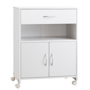 Mobilier Suport Imprimanta Vinsetto cu 4 Roti, sertar si Dulapior, 60x39x80cm, Alb
