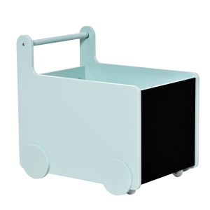 HOMCOM Carucior Suport de Jocuri Lemn pentru Copii cu 2 Table 47x35x45.5cm Albastru deschis
